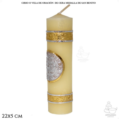 Imagen 3 de 5 de Cirio O Vela De Oración Medalla San Benito