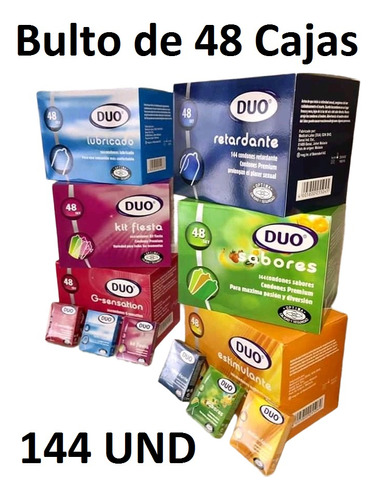 Preservativos Condones Duo X Bulto De 48 Cajas 144 Und