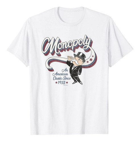 Monopoly  Americana 3d Logo Hombre Clásico Camiseta Mpy