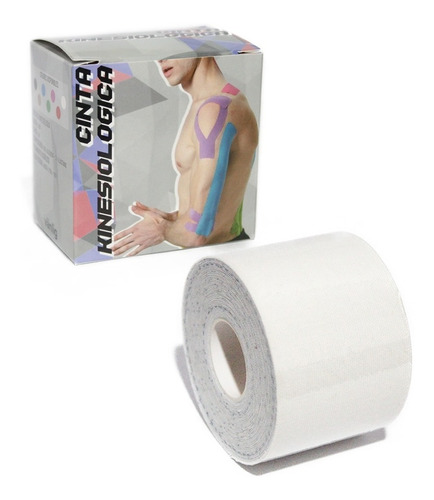 Cinta Kinesiologica Vendaje Neuromuscular Tape Kinesiotape Color Blanco