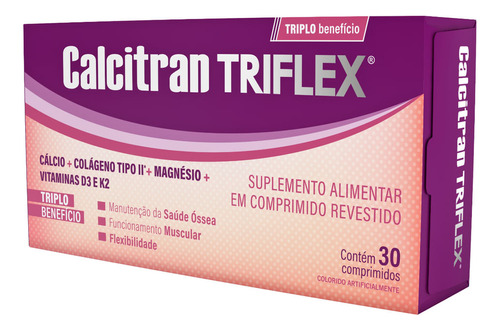 Calcitran Triflex 30cp-cálcio, Colágeno T2, Magnésio, Vit. D