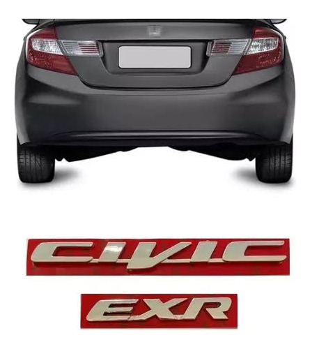 Kit Emblemas Insignias Civic Lxr O Exr 2012 2013 2014 2015 
