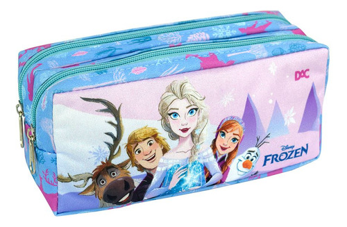 Estojo Duplo Em Tecido Frozen - Dac Cor Azul-turquesa