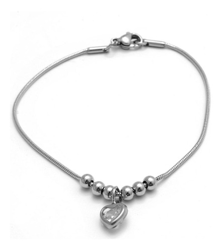 Pulsera Clapton De Acero Quirurgico Con Bolitas Y Corazón 