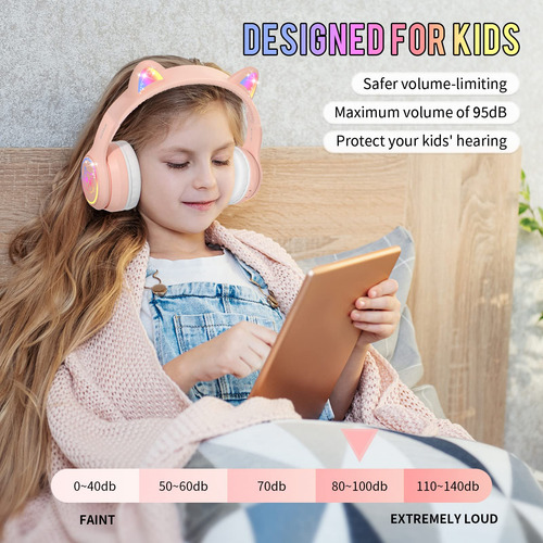 Auriculares Inalámbricos Para Niños Con Micrófono Y Orejas D