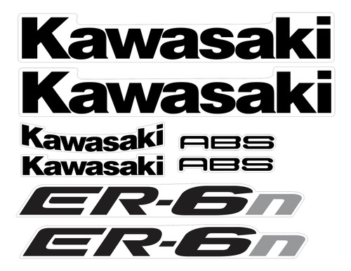 Kit Jogo Faixa Emblema Adesivo Kawasaki Er-6n 2007 Preto Fgc