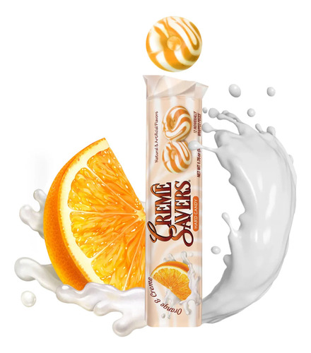 Caramelos Sabor Naranja Con Crema Creme Savers Rollo 12pzs