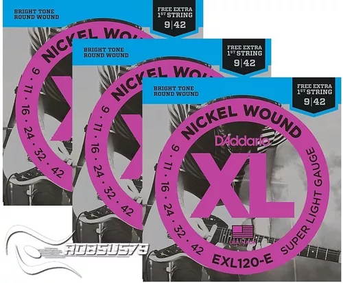 Kit 03 Encordoamento D'addario Exl 120 - 0.09 Made In Usa