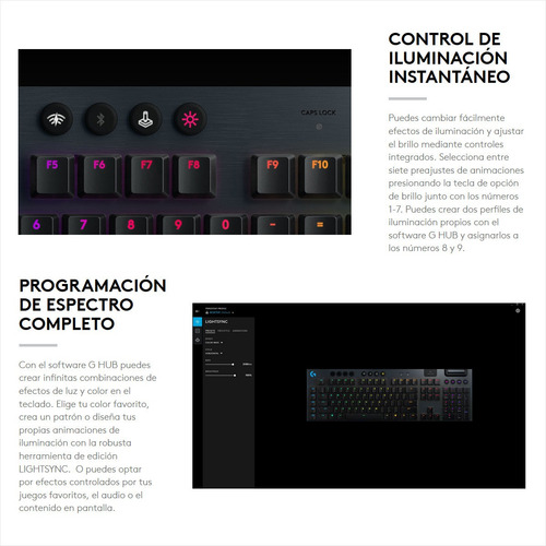 Imagen 6 de 10 de Logitech G915 Lightspeed, Teclado Gamer Mecánico Inalámbrico