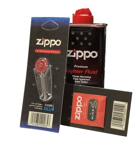 Combo Bencina Zippo 1 Mecha+6 Piedras+1 Fluido X 125ml Orig