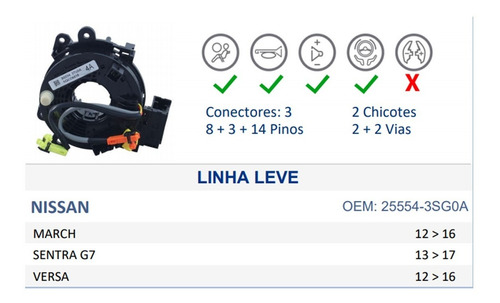 Cinta Airbag Nissan Sentra 13/18 Versa 2014/2018