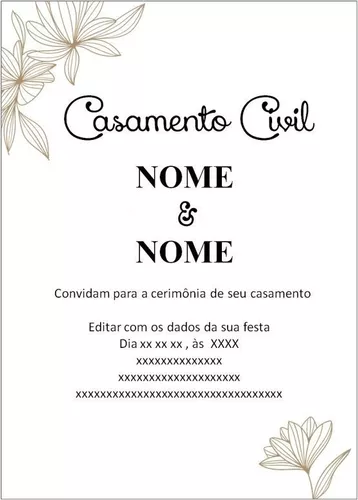 Convite Casamento Civil Floral Convite De Casamento