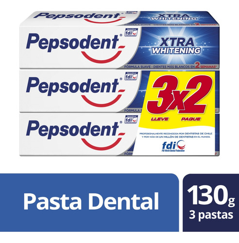 Pack Pasta Dental Pepsodent Extra Whitening 3 Unid De 130 Gr