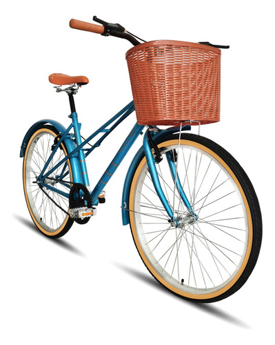 Bicicleta Urbana Vecchio Canasta Rodada 26 Dama Color Azul