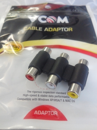 Adaptador Conector Rca Triple Hembra/ Hembra Certificado