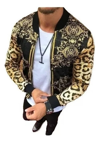 Leopardo Printado Oro De Lujo Chamarras De Moda Bombardero A