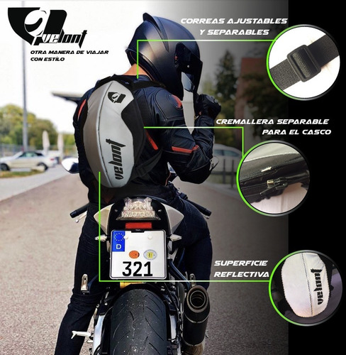 Maleta Porta Casco Compacto Reflectivo Moto Velont