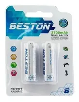 Comprar Baterías Pila Original Recargables Aa 2700mah X2 Beston Hr06