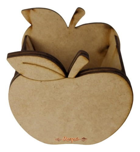 Lapicera Portalápices Manzana Mdf 3mm 40pzas Sin Armar