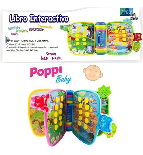 Imagen 6 de 6 de Libro Didactico Interactivo Aprendizaje Luz Y Sonido Poppi