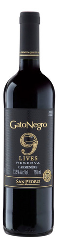 Vinho Tinto Seco Chileno Reserva 9 Lives Carménère 750ml Gato Negro