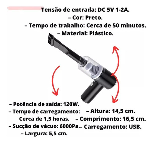 Genérica Linha Mini Aspirador de Pó Portatil Recarregavél 2 em 1 127/220V