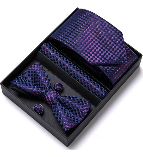 1set Conjunto De Corbata Pañuelo Gemelos Negocios Para Hombr