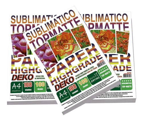 1500 Folhas Papel Fotografico Matte Fosco Deko  A4 108 Grama