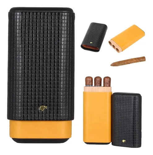 comprar Case Porta Charutos Couro E Cedro Cohiba Com Caixa E Veludo
