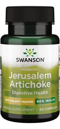 Alcachofa De Jerusalén 90% Inulina Fibra Prebiótica 400 Mg  60 Cápsulas Swanson