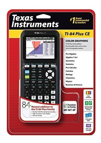 Calculadora Grafica Texas Instruments Ti-84 Plus Ce, Negra Color Negro
