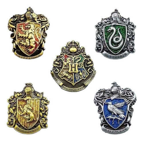 5 Prendedores Broches Metal Harry Potter Hogwarts Coleccion