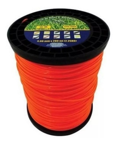 Fio De Nylon 3,00mm Redondo Rolo 248 Metros 2kg Laranja