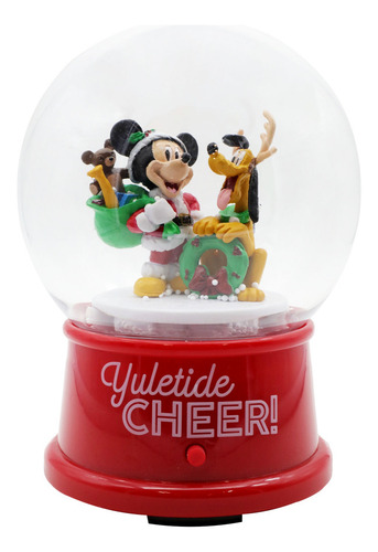 Disney Mickey Minnie Esfera Globo De Nieve Navideña Animada