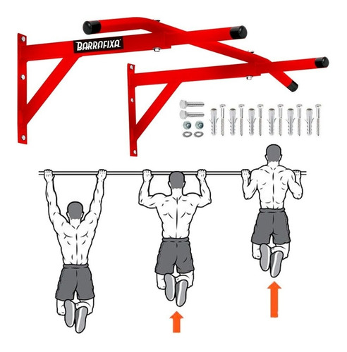 Barra Fixa Parede Chin/pull-up Tríceps Paralela Cor Vermelho