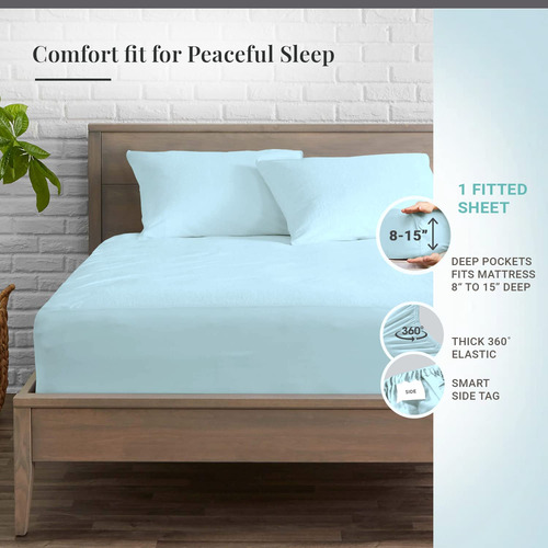 Sábana Ajustable Pura 100% Algodón Pizuna Para Cama