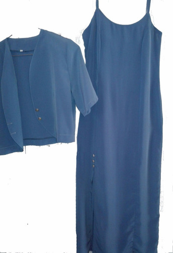 Vestido Fiesta Raso Finito S O M, Largo Muy Fresco Con Saco