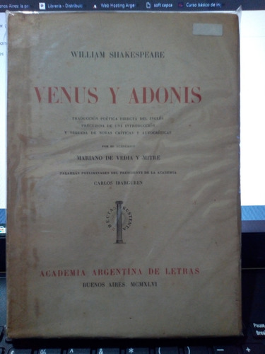 Venus Y Adonis Shakespeare Academia Argentina De Letras 1946