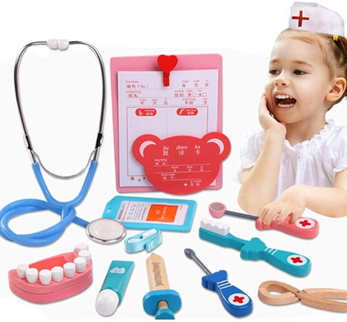 Juguete Didáctico Kit Médico Dentista Madera Juego Niños
