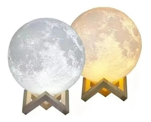 Lampara De Luna 3d Replica Lunar Recargable Táctil De Brillo Color de la estructura Blanco Color de la pantalla Blanco