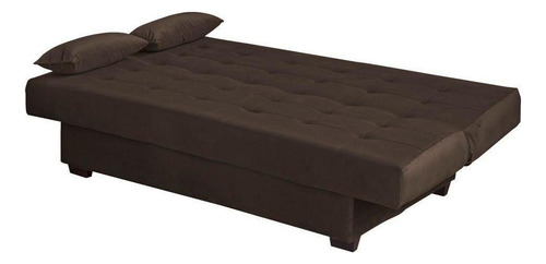 Sofá Cama Casal 3 Lugares Laila - Veludo Marrom Escuro
