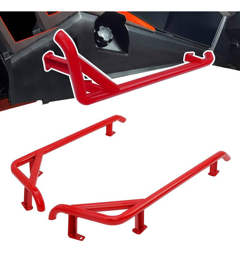 Rzr Nerf Bars Rock Sliders Con Recubrimiento En Polvo Rojo P