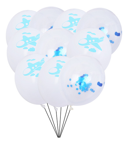 Set De 12 Globos De Látex Con Forma De Nube De Avión Con Dib