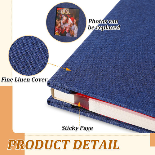 Álbum Grande Autoadhesivo, 40 Páginas En Blanco Magnético Diy Álbum De Recortes, Cubierta De Lino Con Bolígrafo De Metal, Gran Regalo Para Bodas, Cumpleaños ( 27x28cm)