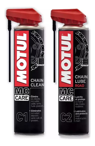 Kit Motul C1 Chain Clean 400ml + C2 Chain Lube Road 400ml