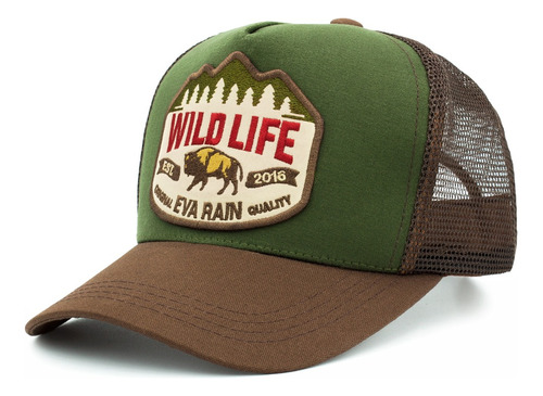 Gorra Gabardina Trucker Wild Verde Marrón Mountain Eva Rain®