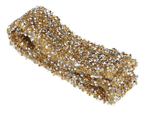 Rollo De Malla De Cinta Amarilla Con Diamantes De Imitación