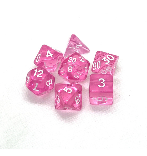 Set 7 Dados Rol - Sakura Rosa Traslucido Muy Lejano