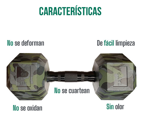Par Mancuerna Hexagonal Pvc 25lb Tayga Camuflaje (11.25 Kg)