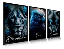 Comprar Quadros Decorativo  Disciplina Execução Foco Leão Sala Hall Disciplina Execução Foco Leão Sem Moldura